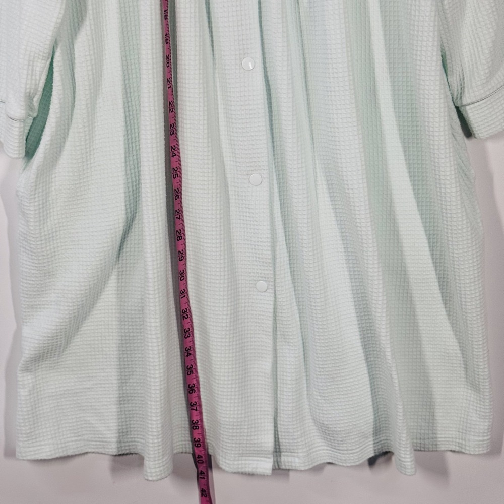 Miss Elaine Nightgown Women's 2X Mint Green Waffle Knit House Dress Cottagecore - Picture 9 of 12